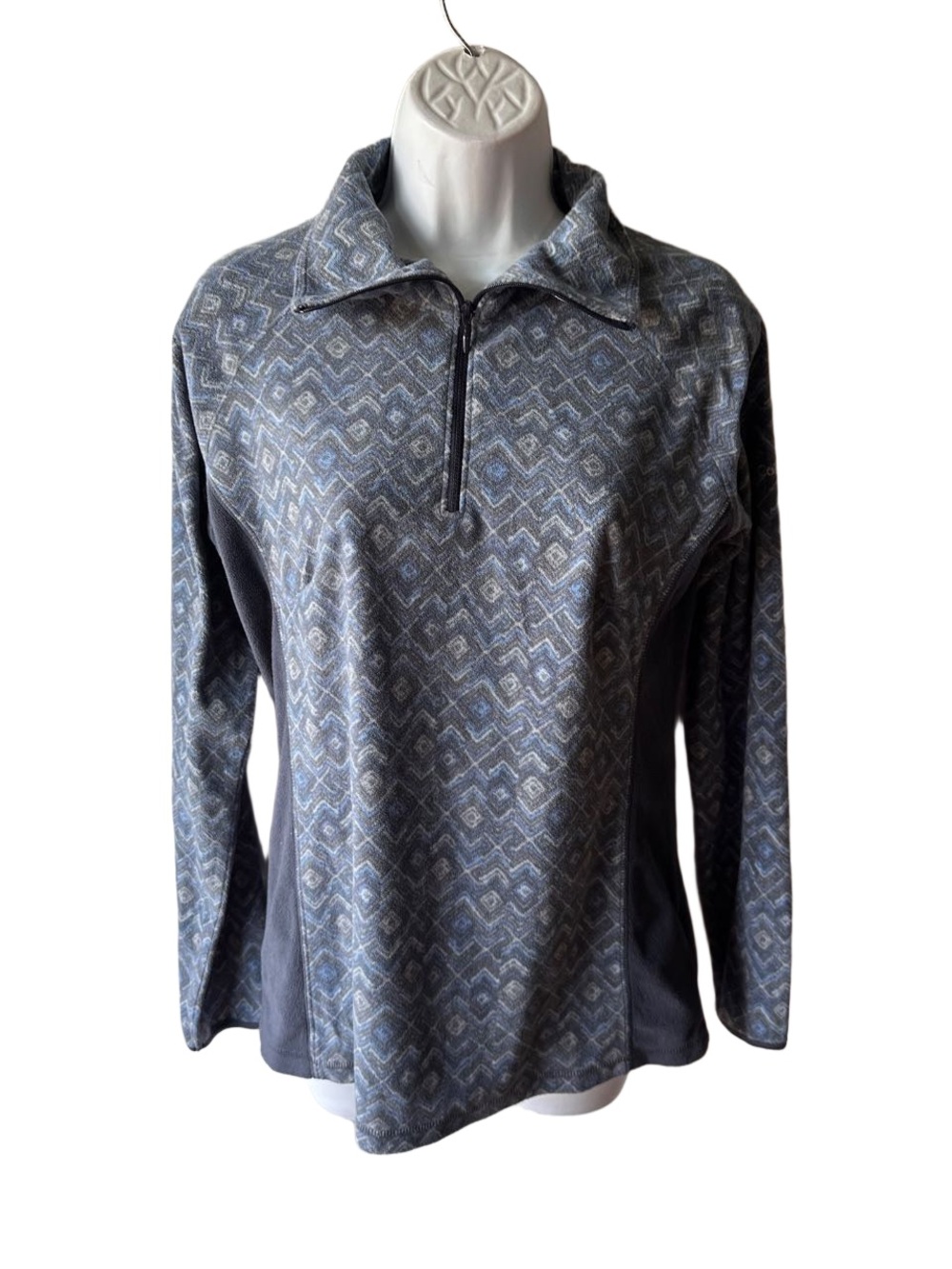 Columbia Women’s Aztec 1/4 Zip Fleece Pullover Size M Blue Gray Geometric